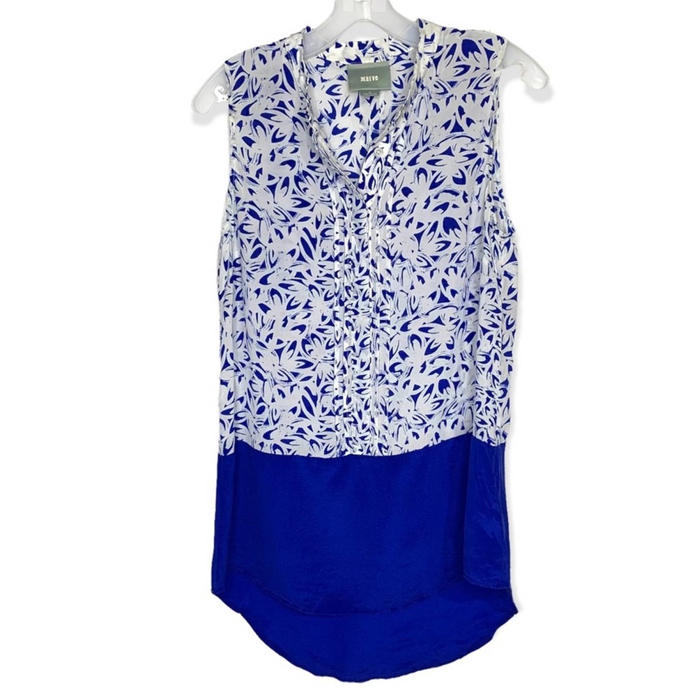 Maeve Blue and White Sleeveless Printed Tunic